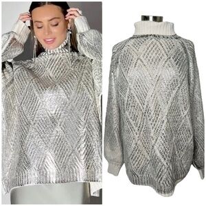 LUMINA Italian Metallic Wool Alpaca Blend Sweater size XL